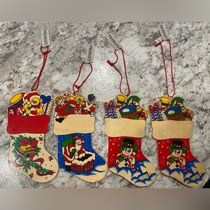 Colorful vintage Christmas Stocking Ornaments